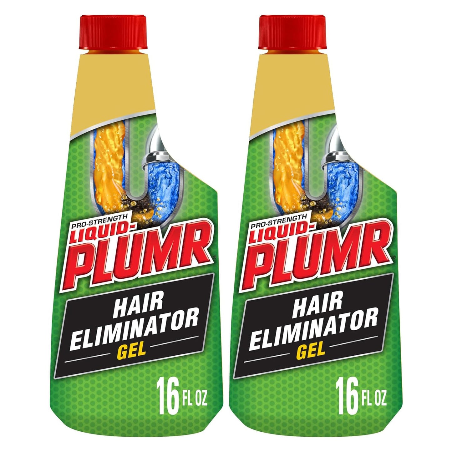 Liquid-Plumr Pro-Strength Hair Eliminator Gel Clog Remover - 16 fl oz (473mL) × 2 Bottles