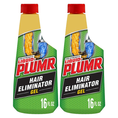 Liquid-Plumr Pro-Strength Hair Eliminator Gel Clog Remover - 16 fl oz (473mL) × 2 Bottles