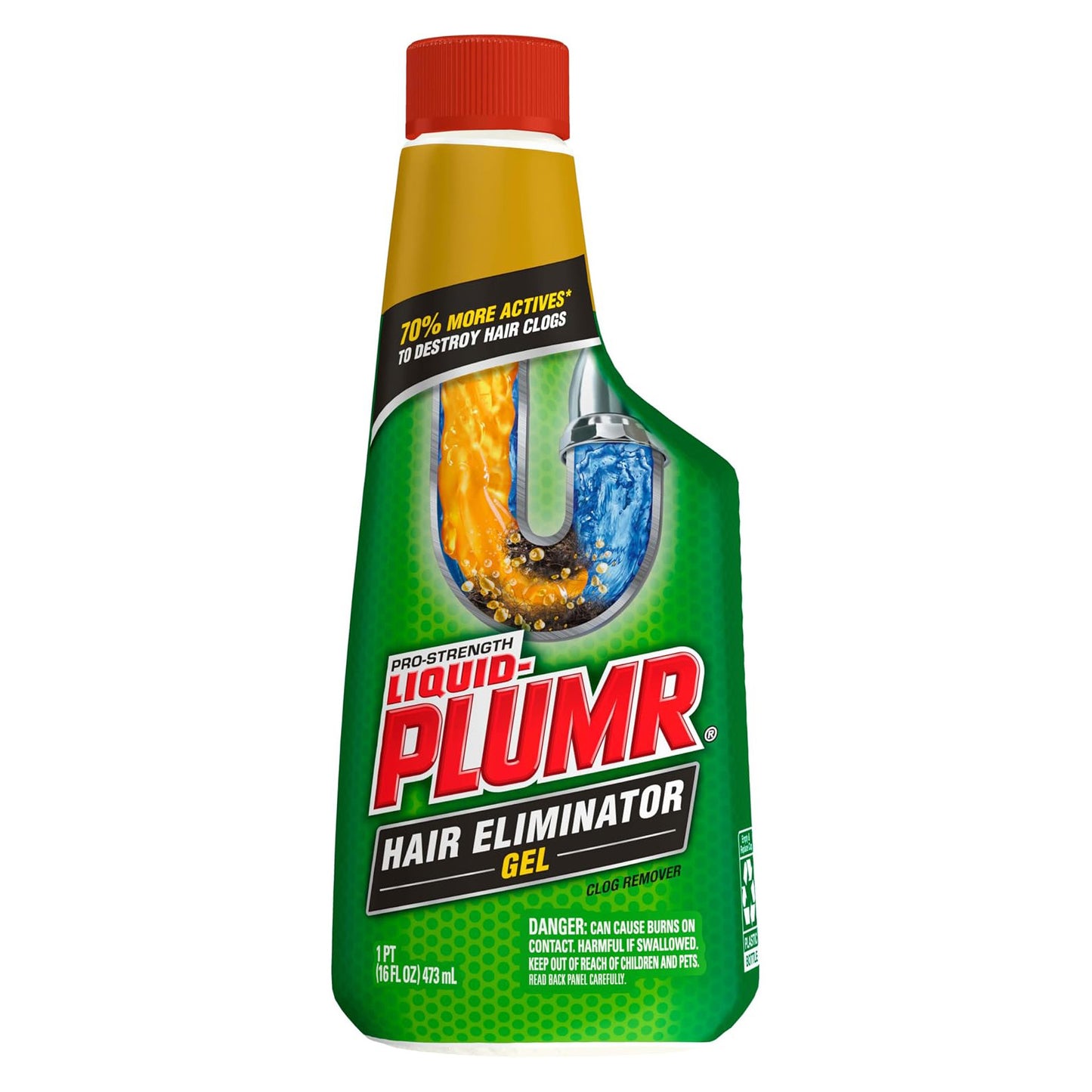 Liquid-Plumr Pro-Strength Hair Eliminator Gel Clog Remover - 16 fl oz (473mL) × 2 Bottles