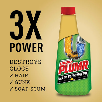 Liquid-Plumr Pro-Strength Hair Eliminator Gel Clog Remover - 16 fl oz (473mL) × 2 Bottles
