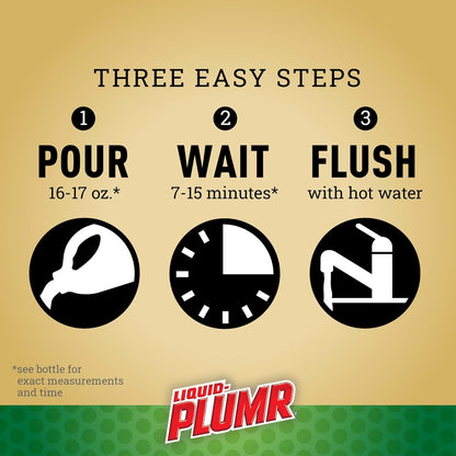 Liquid-Plumr Pro-Strength Hair Eliminator Gel Clog Remover - 16 fl oz (473mL) × 2 Bottles