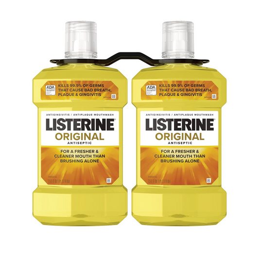 Listerine 리스테린 앤티셉틱 오리지널 구강세정제 패밀리 2팩 1879년 오리지널 제조 방식·리스테린 라인 최고 알코올 농도 (2 × 50.7 fl oz / 1.5L)