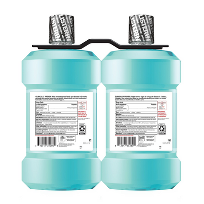 Listerine 리스테린 검 테라피 안티 지진지비티스 구강세정제 글래이셔 민트 패밀리 2팩 잇몸 질환 타겟 치료·에센셜 오일 (2 × 50.72 fl oz / 1.5L)