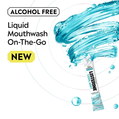 Listerine 리스테린 On-The-Go 쿨 민트 무알코올 구강세정제 사쉐 45개 단회용 패킷 (3 × 15ct) TSA 준수·CPC 항균
