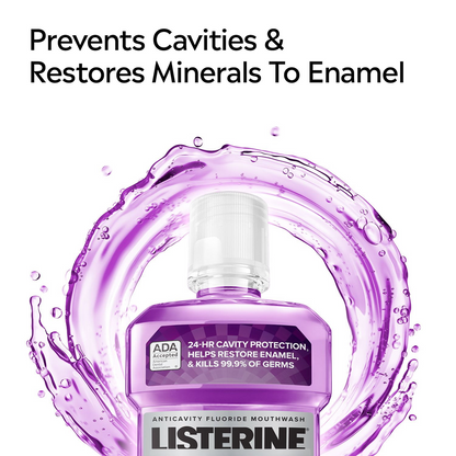 Listerine 리스테린 토탈 케어 프레시 민트 구강세정제 패밀리 3팩 6 in 1 종합 케어·불화나트륨·에센셜 오일 (3 × 33.8 fl oz)