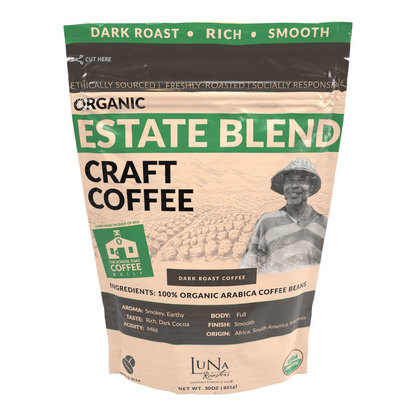Luna Roasters Organic Estate Blend Dark Roast Whole Bean Coffee - 30 oz (850g)