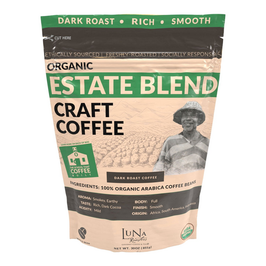 Luna Roasters Organic Estate Blend Dark Roast Whole Bean Coffee - 30 oz (850g)