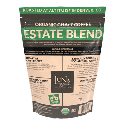 Luna Roasters Organic Estate Blend Dark Roast Whole Bean Coffee - 30 oz (850g)