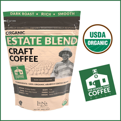 Luna Roasters Organic Estate Blend Dark Roast Whole Bean Coffee - 30 oz (850g)