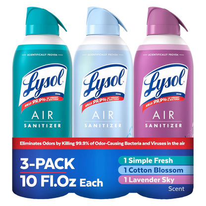 Lysol 라이졸 에어 탈취 스프레이 - 심플 프레시 - 296mL (10 fl oz) × 3캔