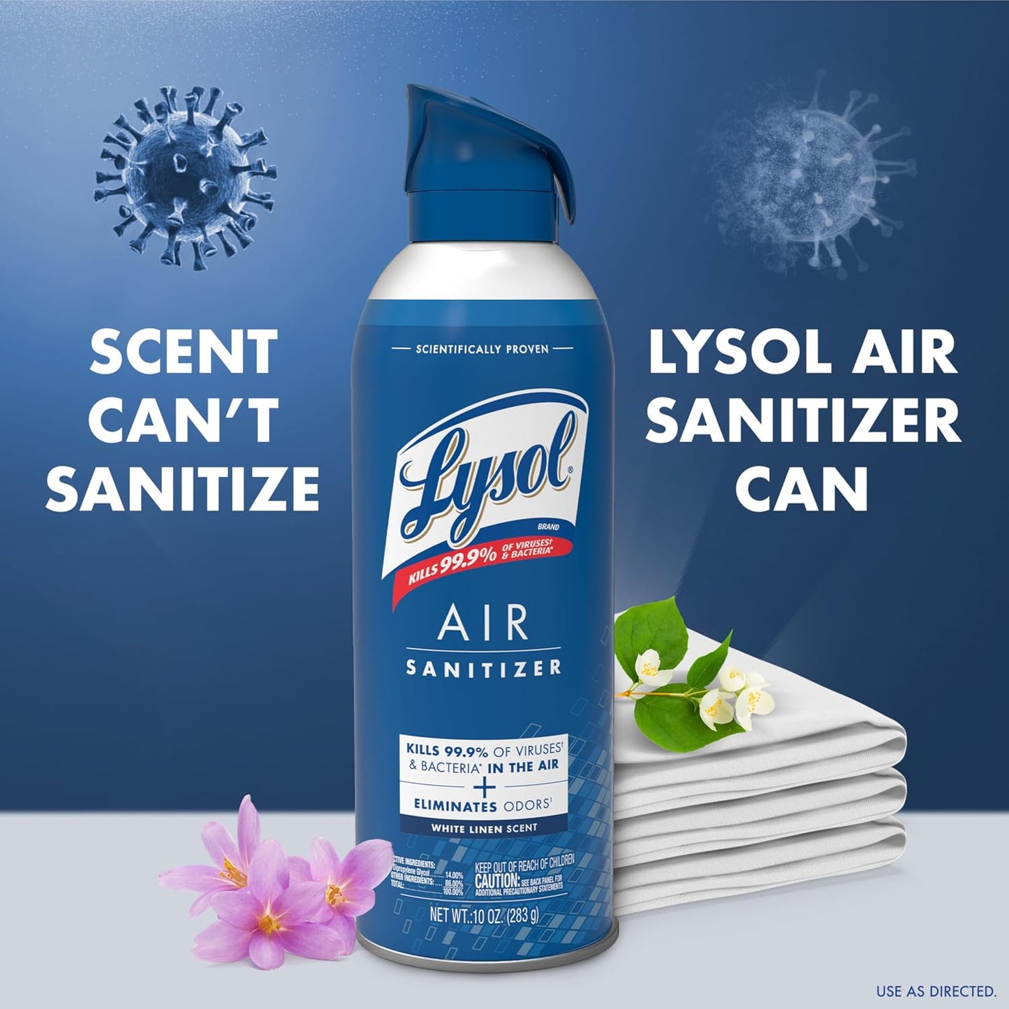 Lysol 라이졸 에어 탈취 스프레이 - 화이트 린넨 - 296mL (10 fl oz) × 3캔