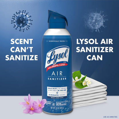 Lysol 라이졸 에어 탈취 스프레이 - 화이트 린넨 - 296mL (10 fl oz) × 3캔