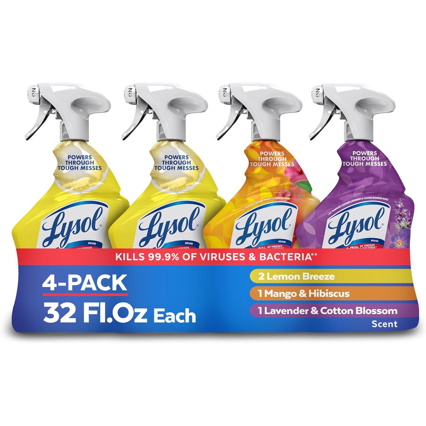 Lysol All Purpose Cleaner Spray - Lemon - 32 fl oz (946mL) × 4 Bottles