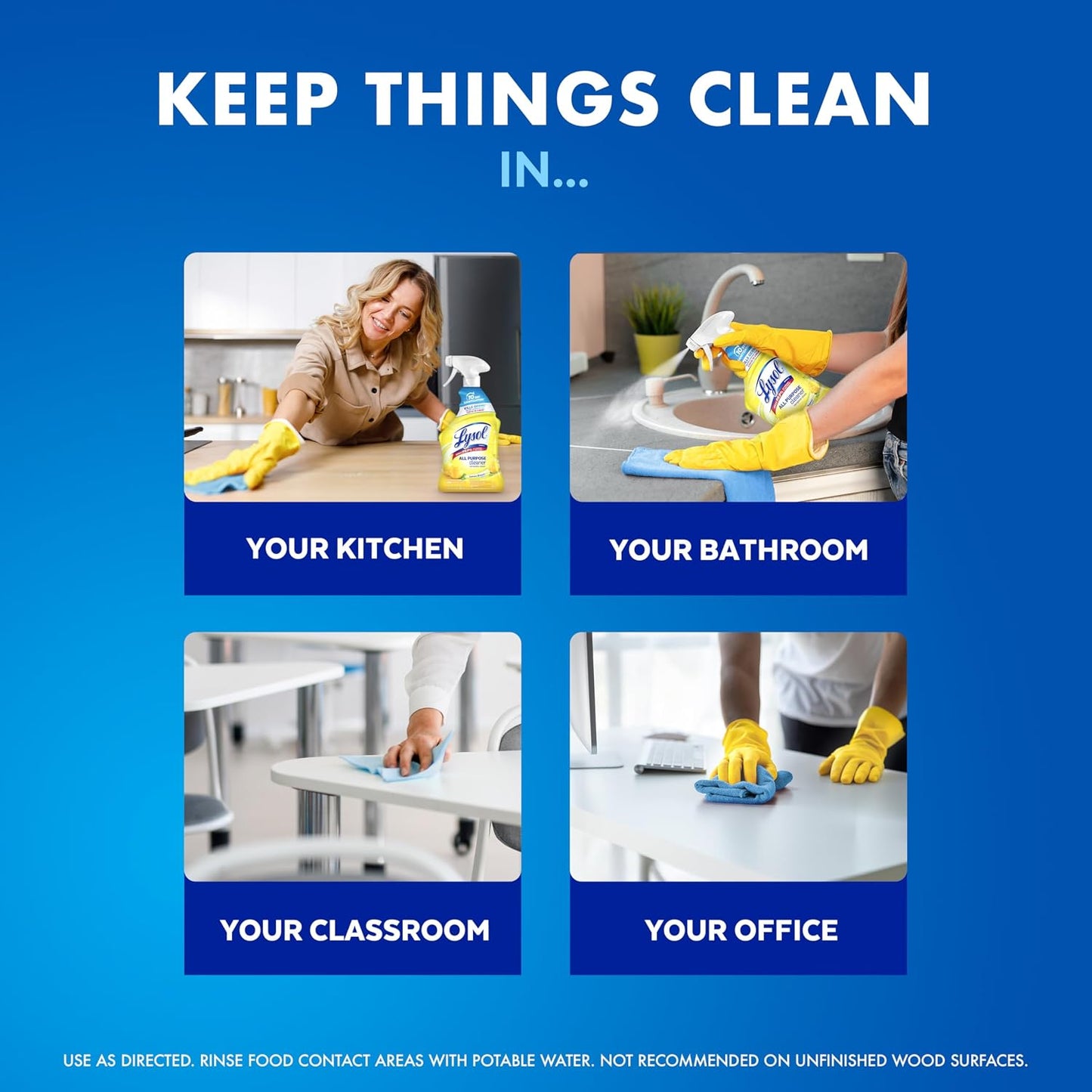 Lysol All Purpose Cleaner Spray - Lemon - 32 fl oz (946mL) × 4 Bottles