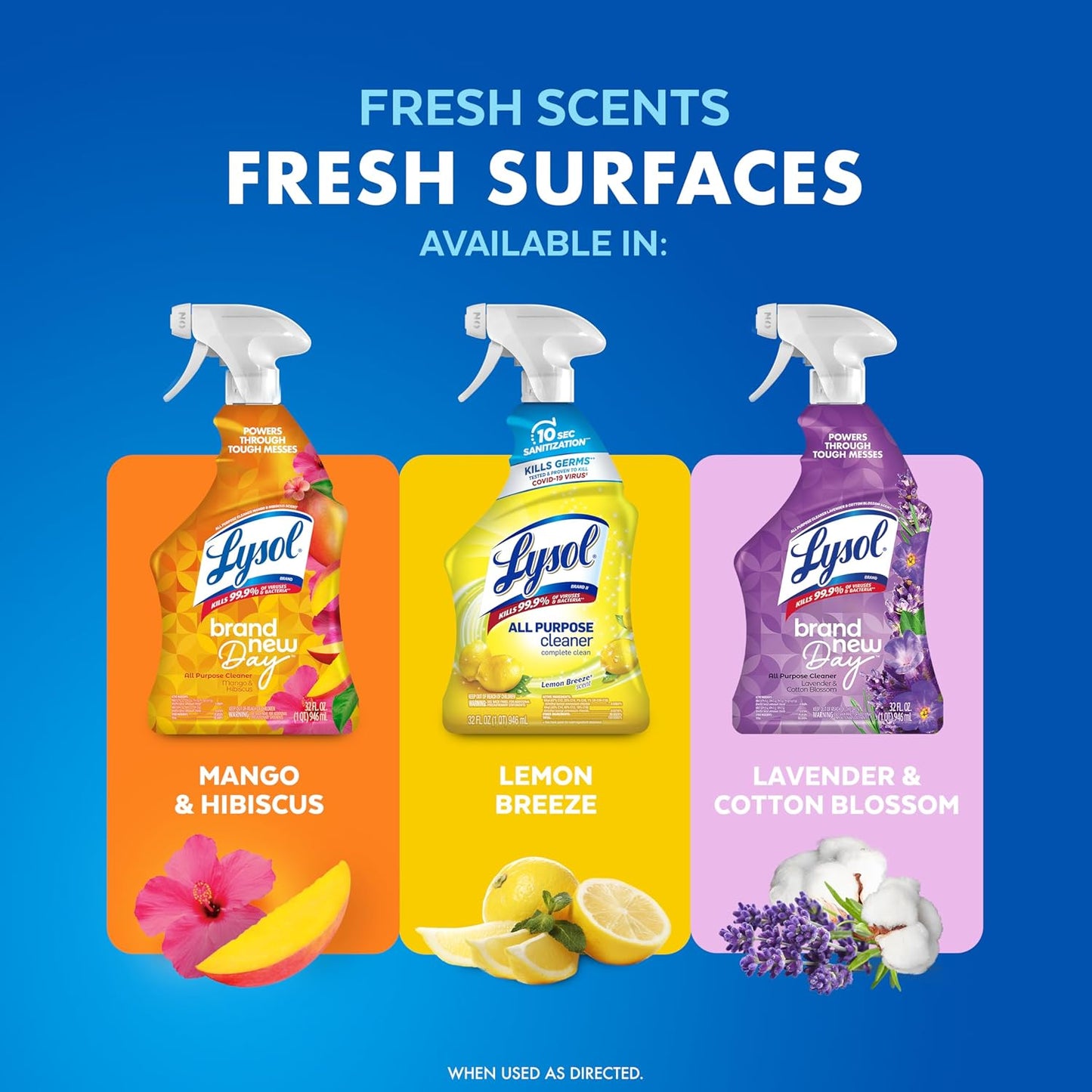 Lysol All Purpose Cleaner Spray - Lemon - 32 fl oz (946mL) × 4 Bottles