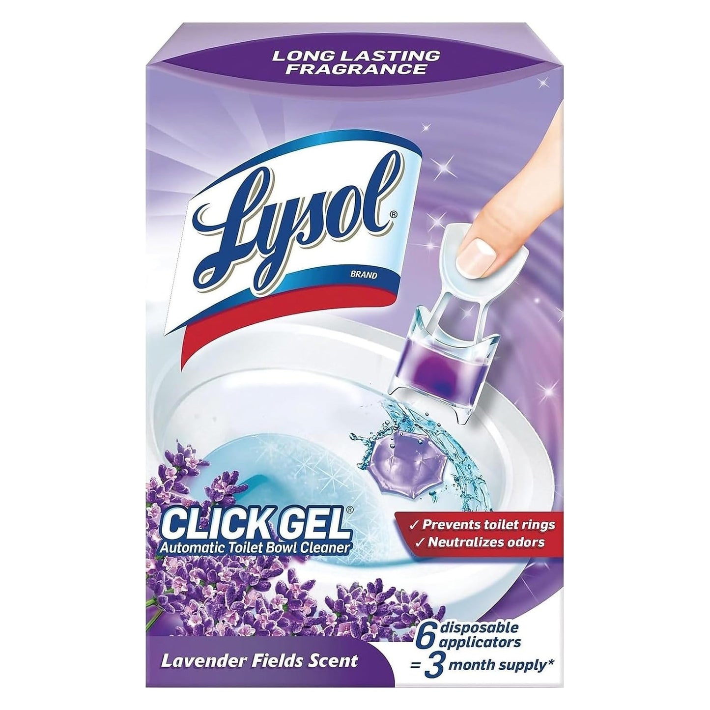 Lysol 라이졸 클릭 겔 자동 변기 세정 젤 스탬프 - 라벤더 - 6개