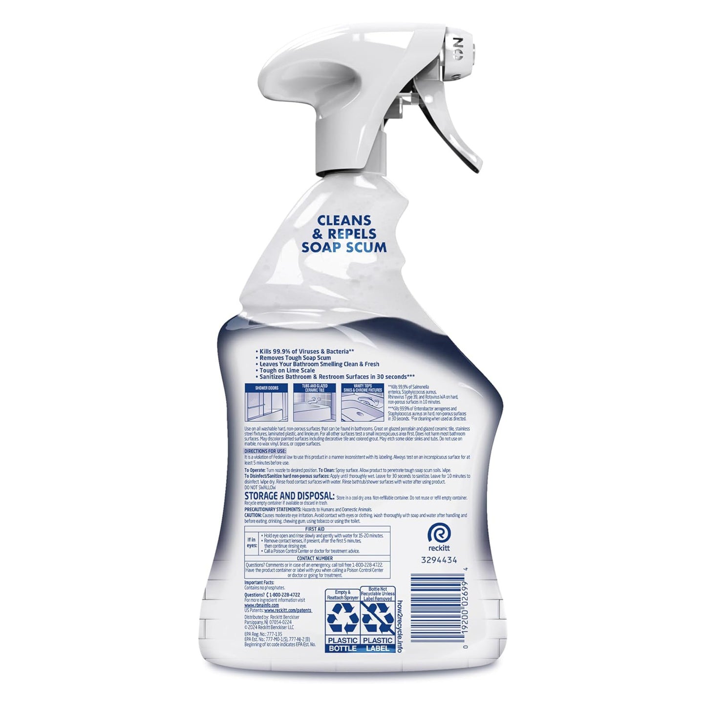 Lysol 라이졸 파워 폼 욕실 클리너 - 946mL (32 fl oz) × 3개