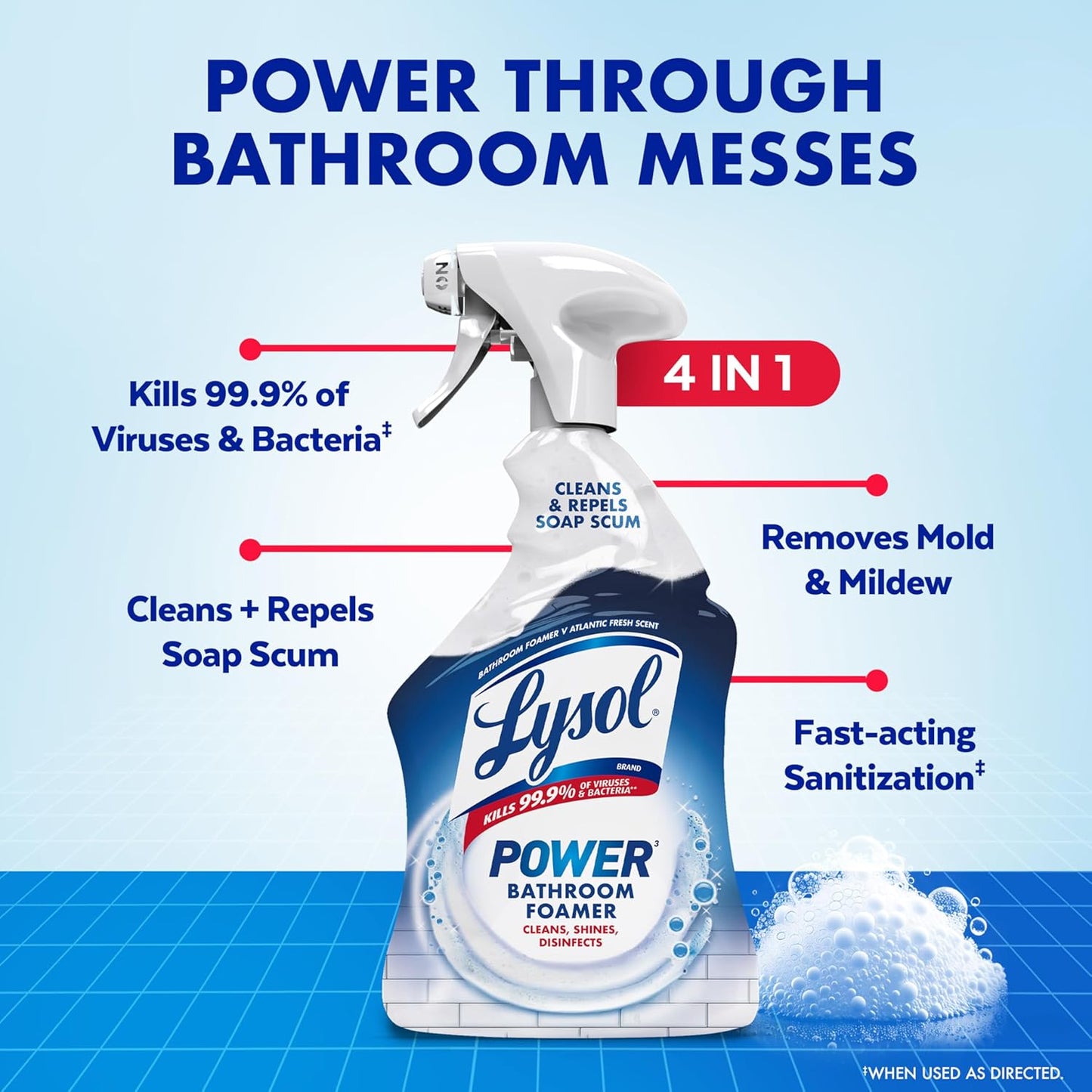 Lysol 라이졸 파워 폼 욕실 클리너 - 946mL (32 fl oz) × 3개