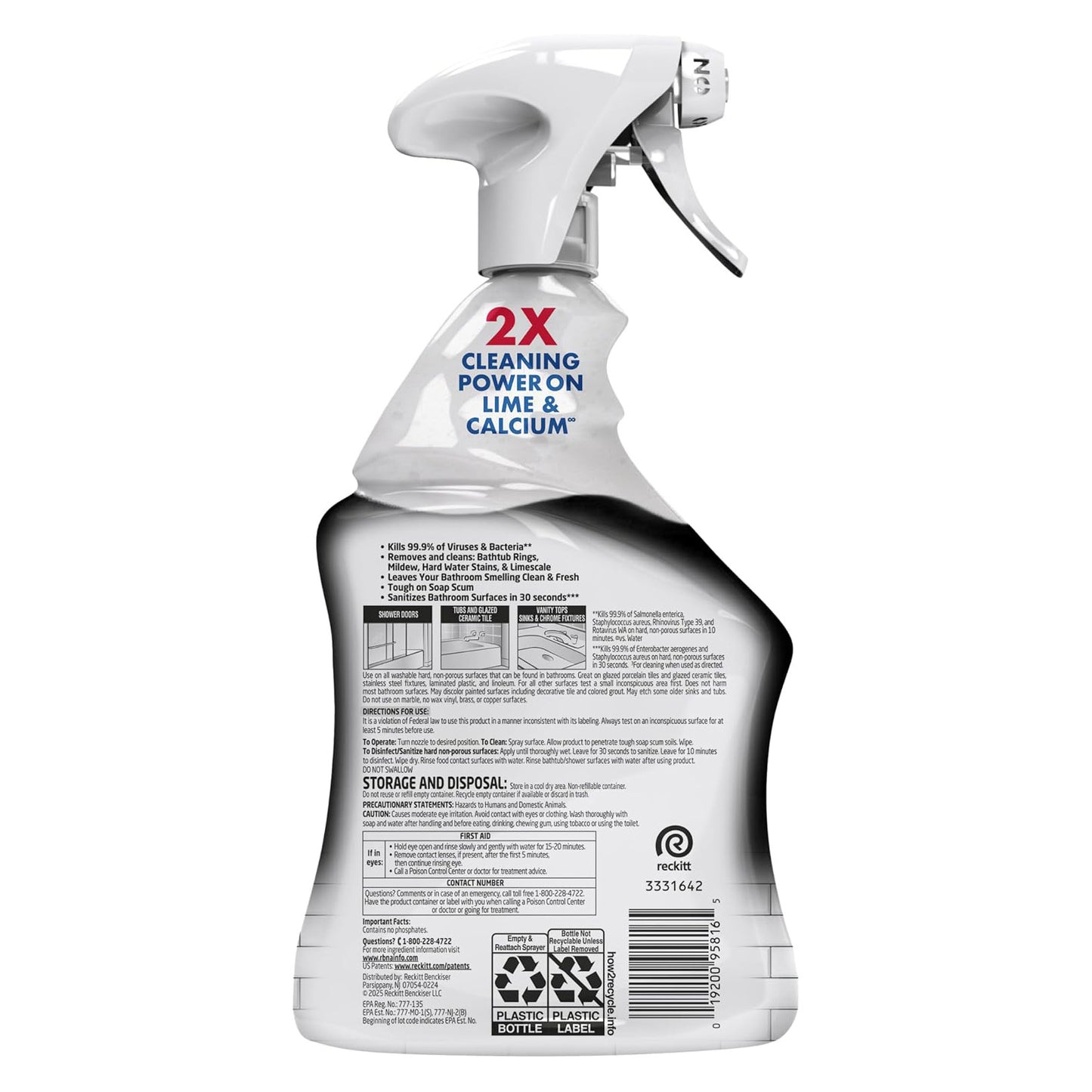 Lysol Power Limescale Remover Bathroom Cleaner Spray - Fresh Scent - 96 fl oz (2839mL)