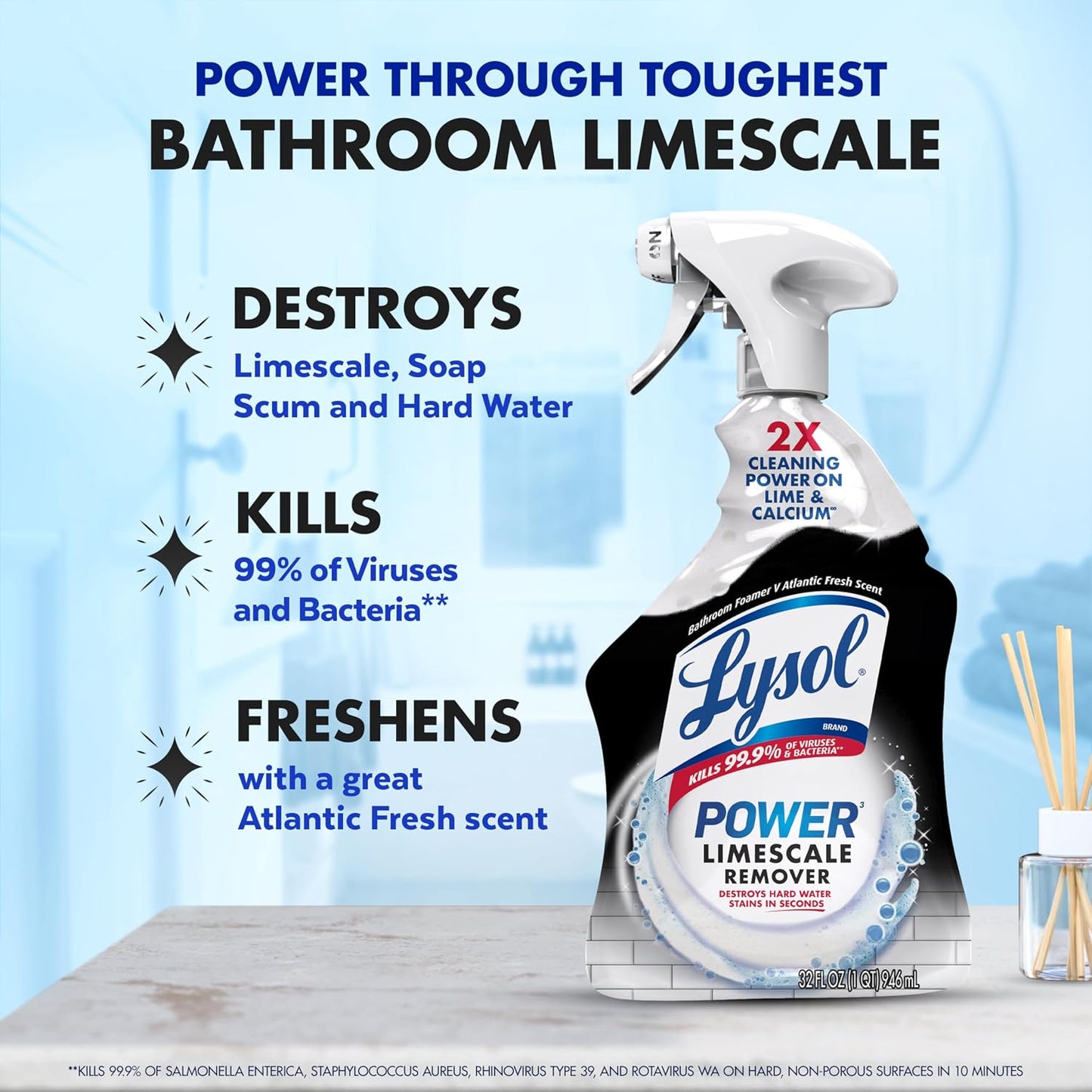Lysol Power Limescale Remover Bathroom Cleaner Spray - Fresh Scent - 96 fl oz (2839mL)