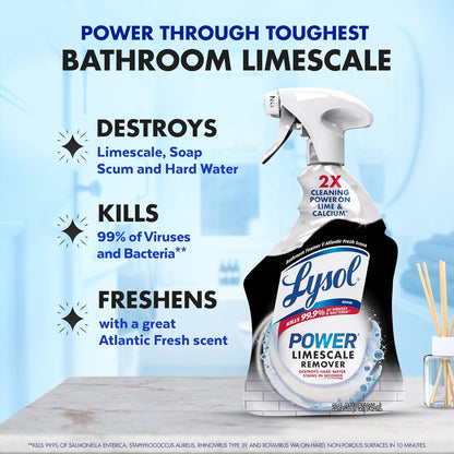 Lysol Power Limescale Remover Bathroom Cleaner Spray - Fresh Scent - 96 fl oz (2839mL)