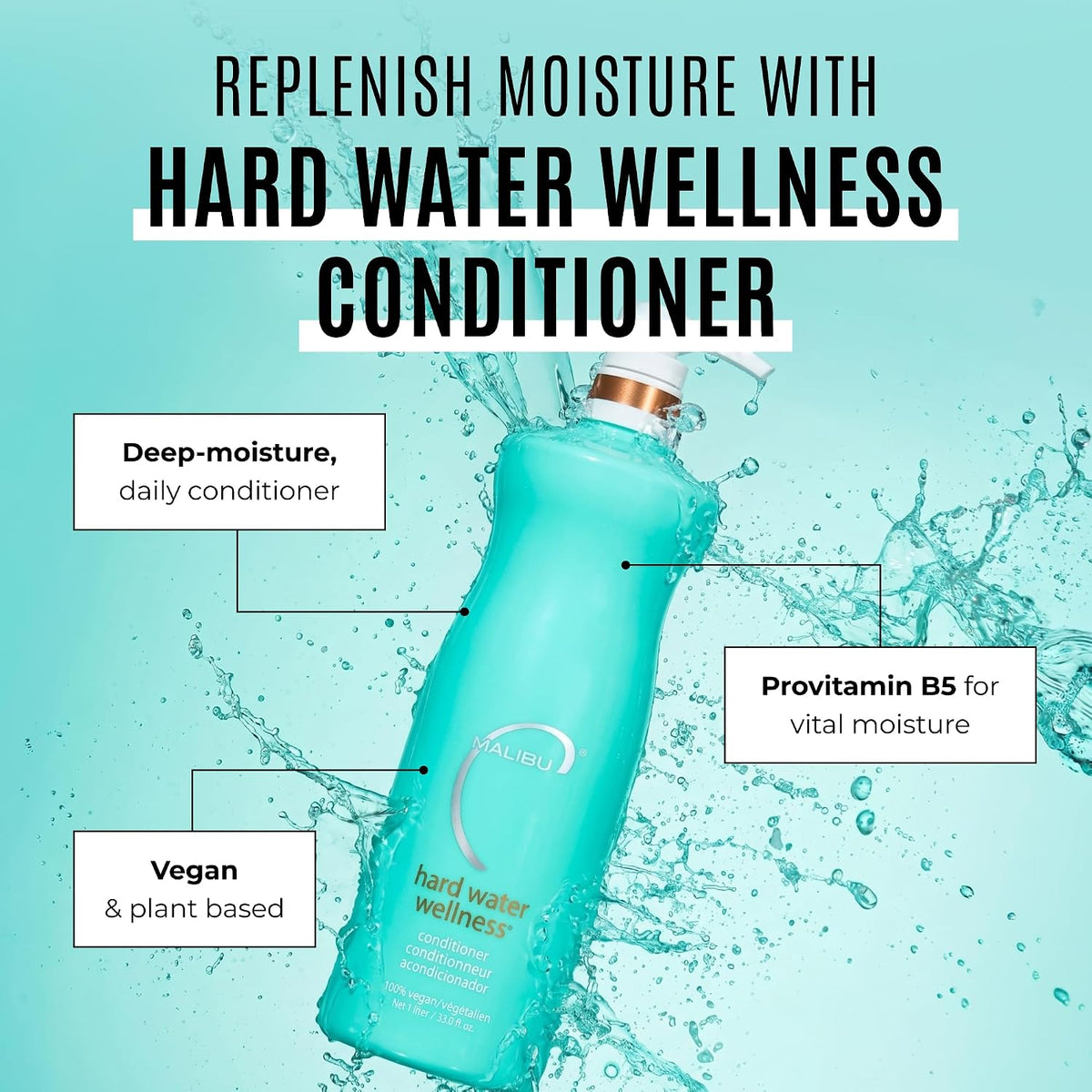 Malibu C 말리부C 하드 워터 웰니스 컨디셔너 - 1000mL (33.8 fl oz)