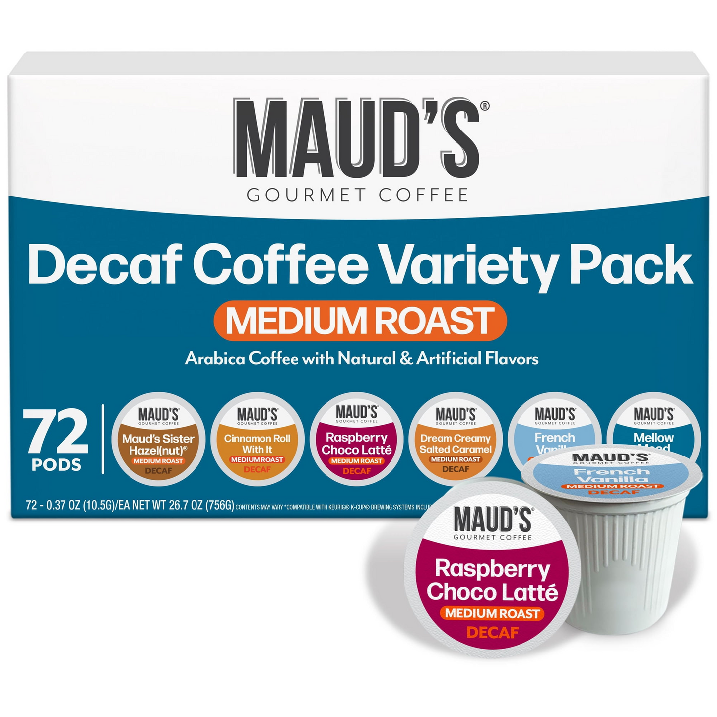 Maud's Decaf Gourmet Variety Pack Pods (K-Cup) - 72 ct