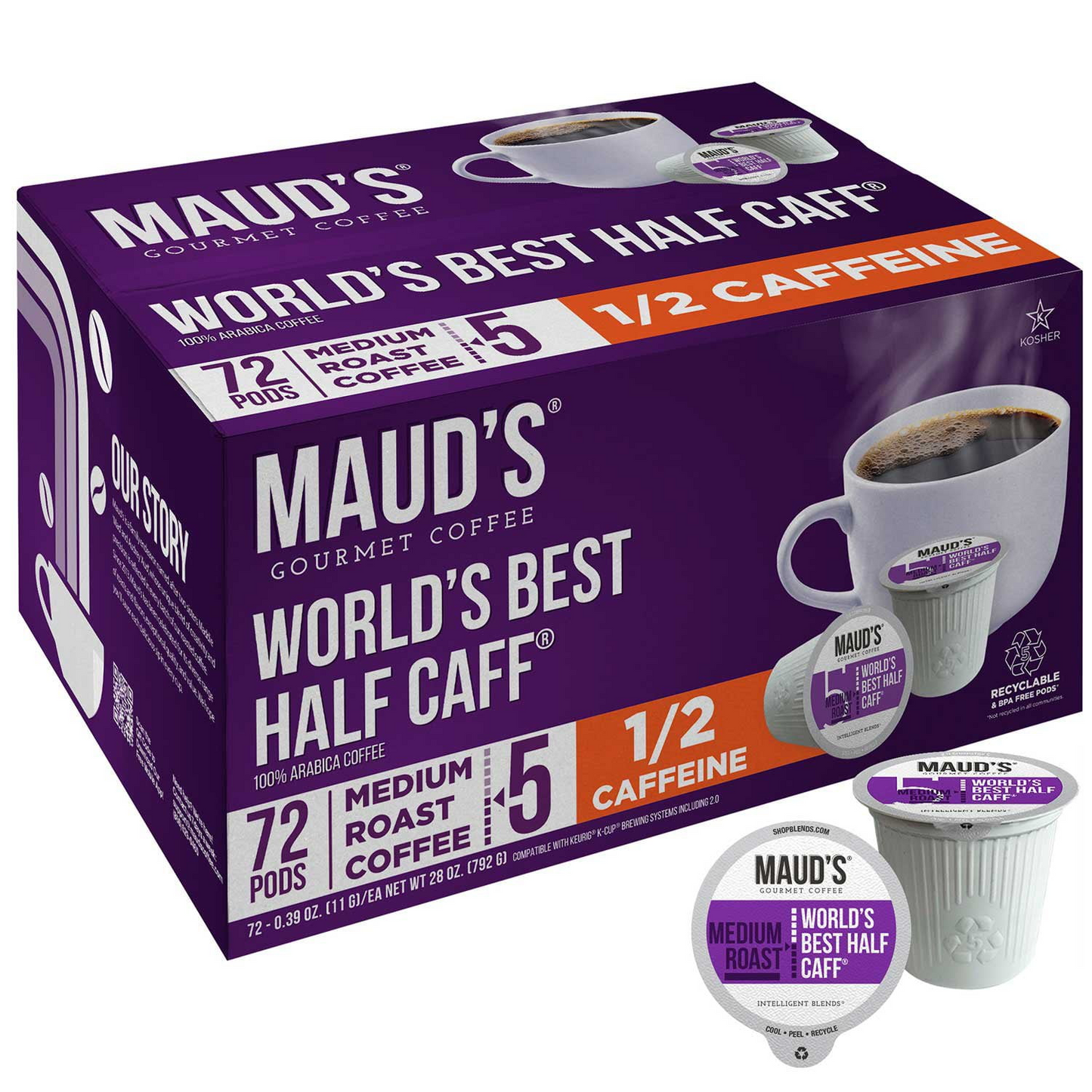 Maud's Half Caff Medium Roast Pods (K-Cup) - 72 ct