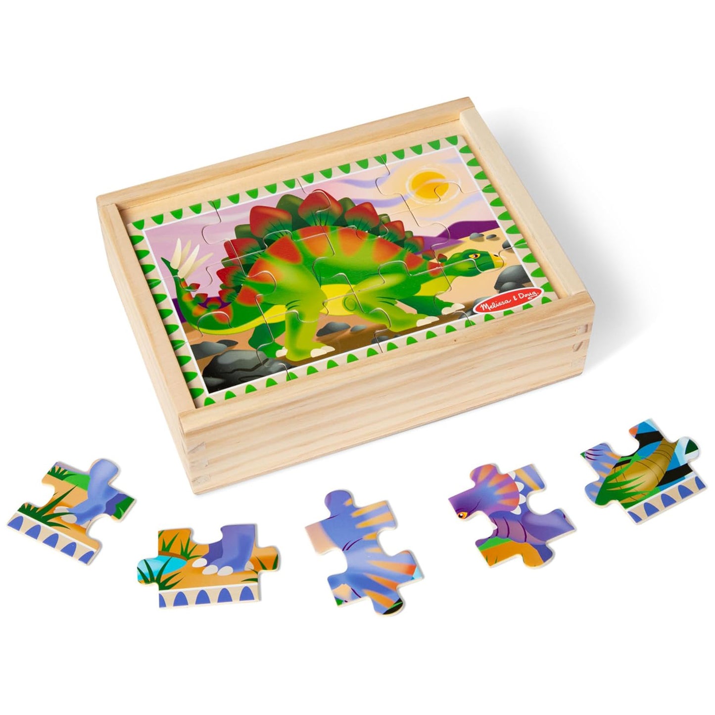 Melissa & Doug 멜리사 앤 더그 4-in-1 원목 공룡 직소 퍼즐 세트 48조각 보관함 포함 (3-6세)