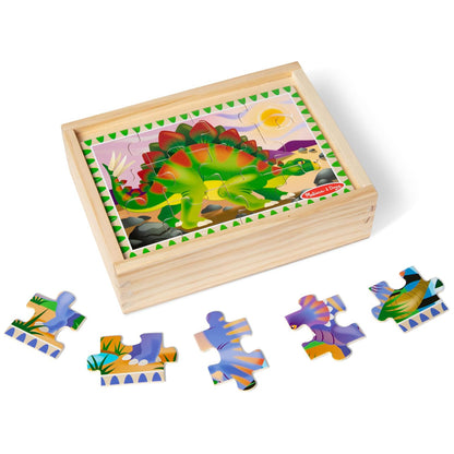 Melissa & Doug 멜리사 앤 더그 4-in-1 원목 공룡 직소 퍼즐 세트 48조각 보관함 포함 (3-6세)