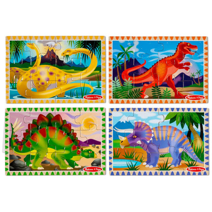 Melissa & Doug 멜리사 앤 더그 4-in-1 원목 공룡 직소 퍼즐 세트 48조각 보관함 포함 (3-6세)