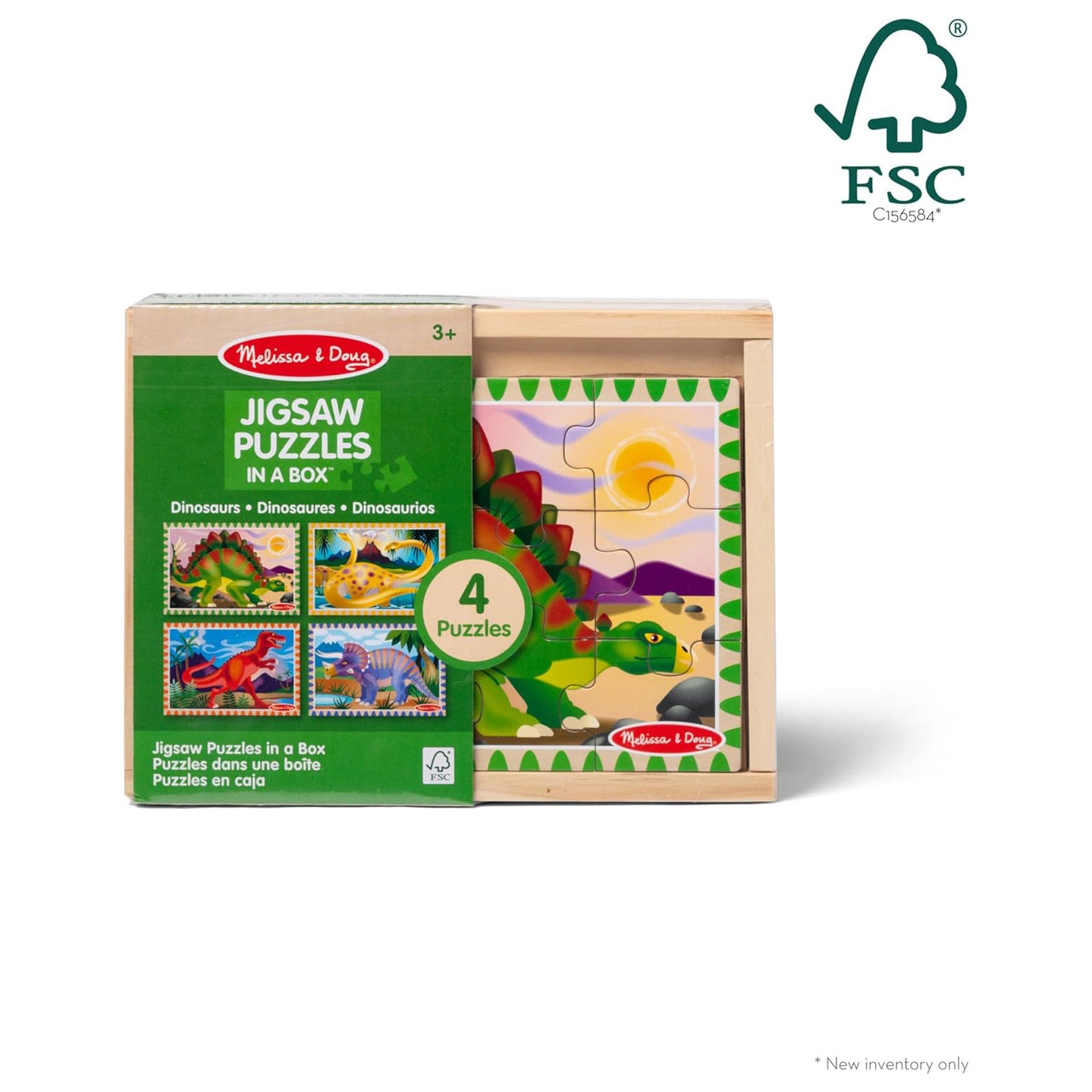 Melissa & Doug 멜리사 앤 더그 4-in-1 원목 공룡 직소 퍼즐 세트 48조각 보관함 포함 (3-6세)