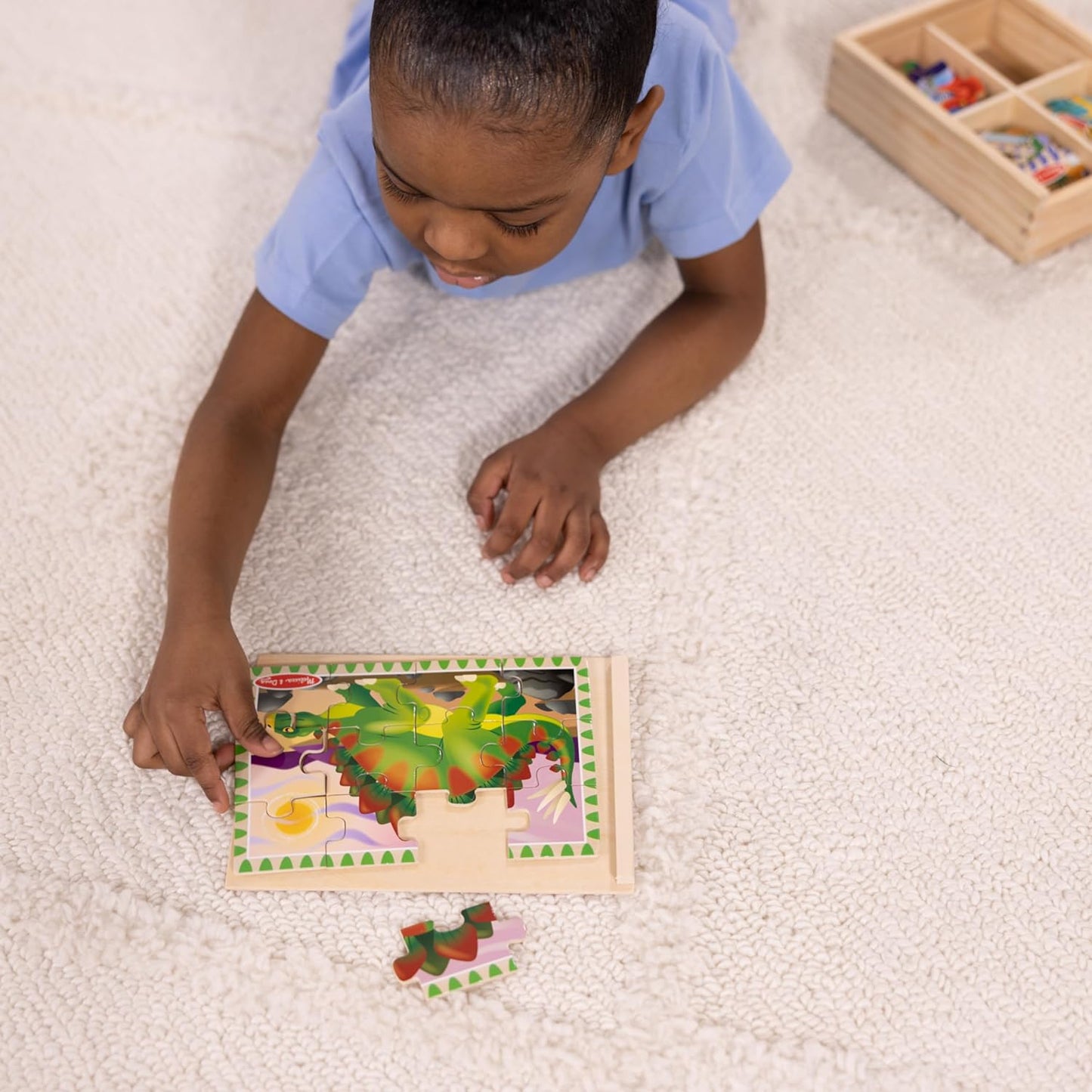 Melissa & Doug 멜리사 앤 더그 4-in-1 원목 공룡 직소 퍼즐 세트 48조각 보관함 포함 (3-6세)