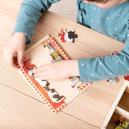 Melissa & Doug 멜리사 앤 더그 4-in-1 원목 농장 직소 퍼즐 세트 48조각 보관함 포함 (3-6세)