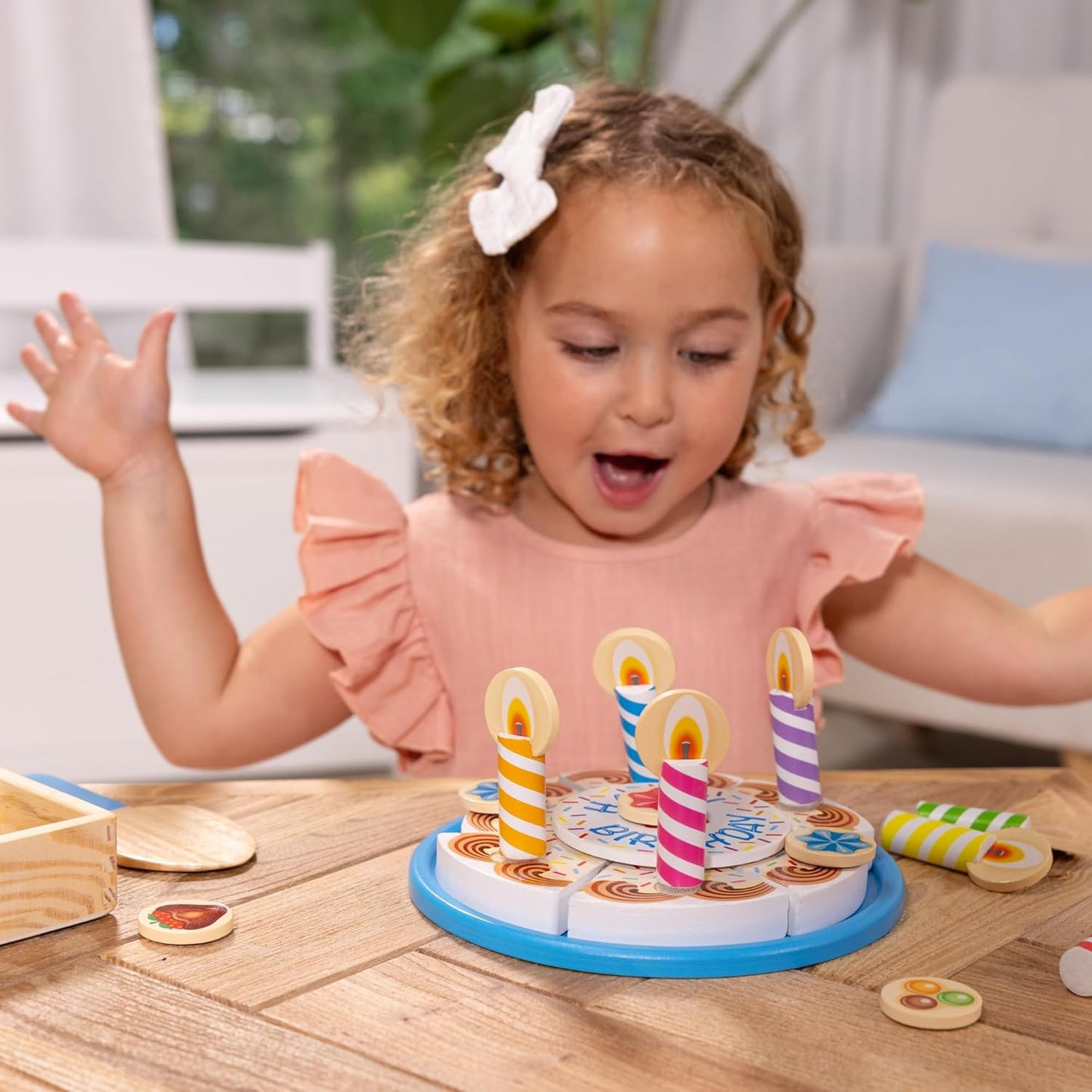 Melissa & Doug 멜리사앤더그 버스데이 파티 케이크 원목 놀이 케이크 믹스 토핑·촛불 8개 (3세 이상)