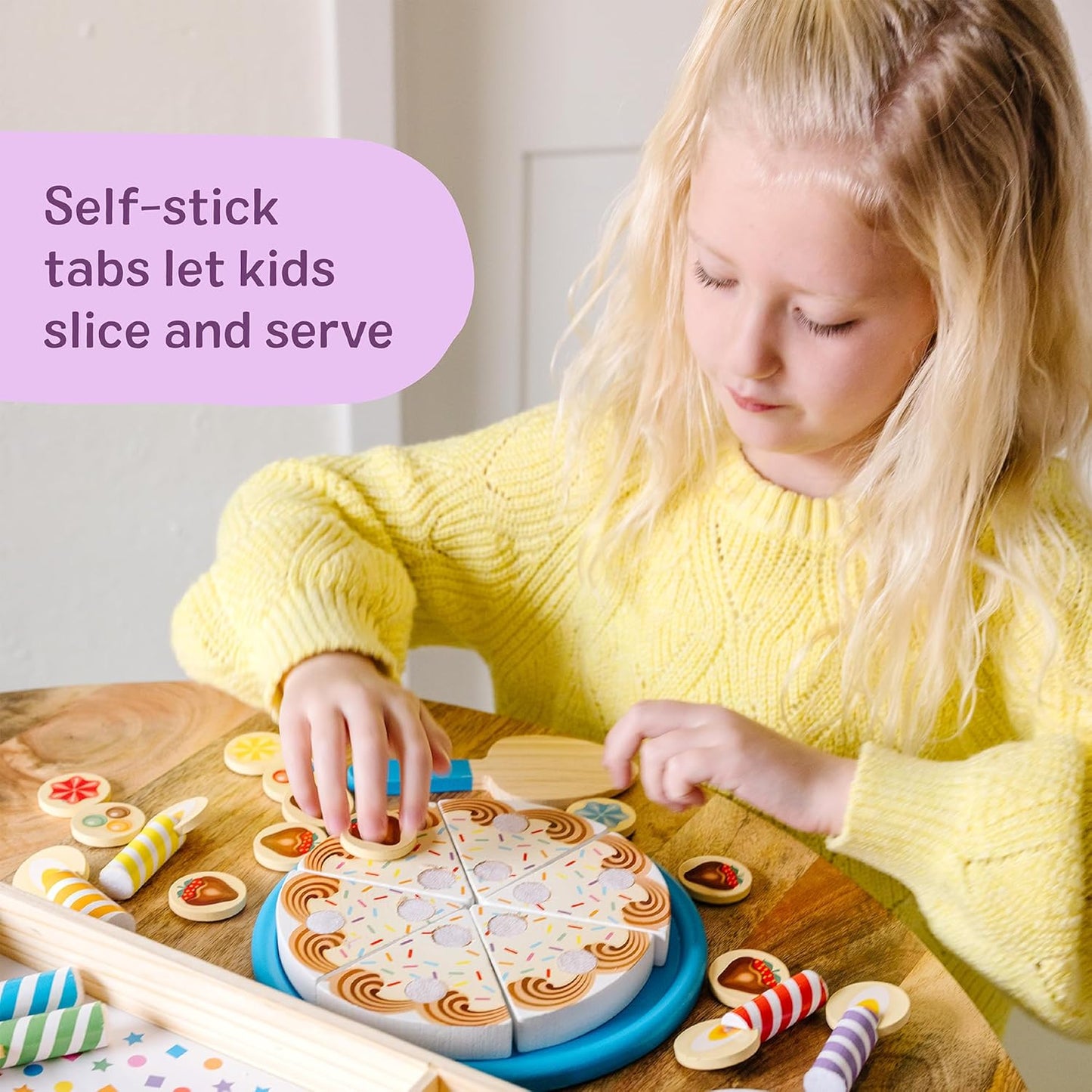 Melissa & Doug 멜리사앤더그 버스데이 파티 케이크 원목 놀이 케이크 믹스 토핑·촛불 8개 (3세 이상)