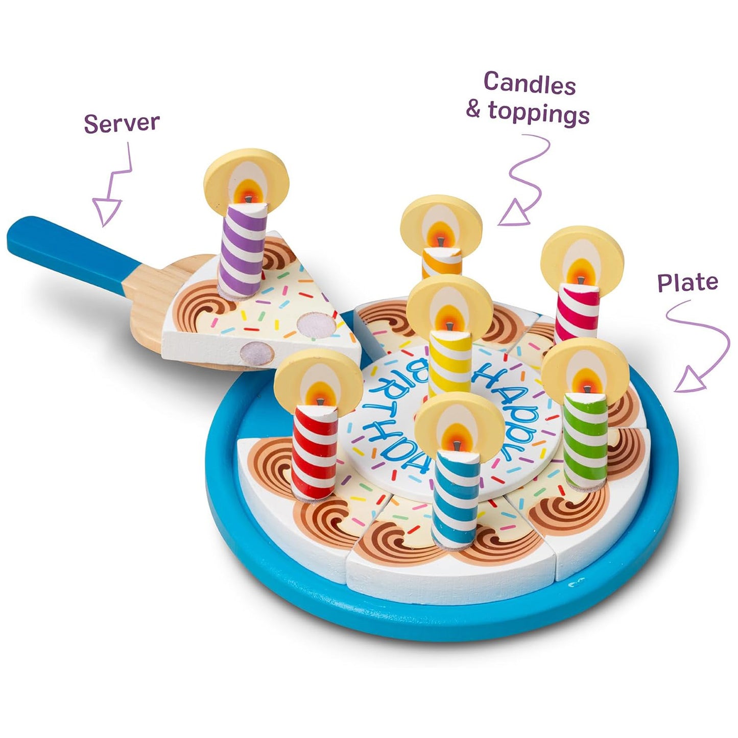 Melissa & Doug 멜리사앤더그 버스데이 파티 케이크 원목 놀이 케이크 믹스 토핑·촛불 8개 (3세 이상)