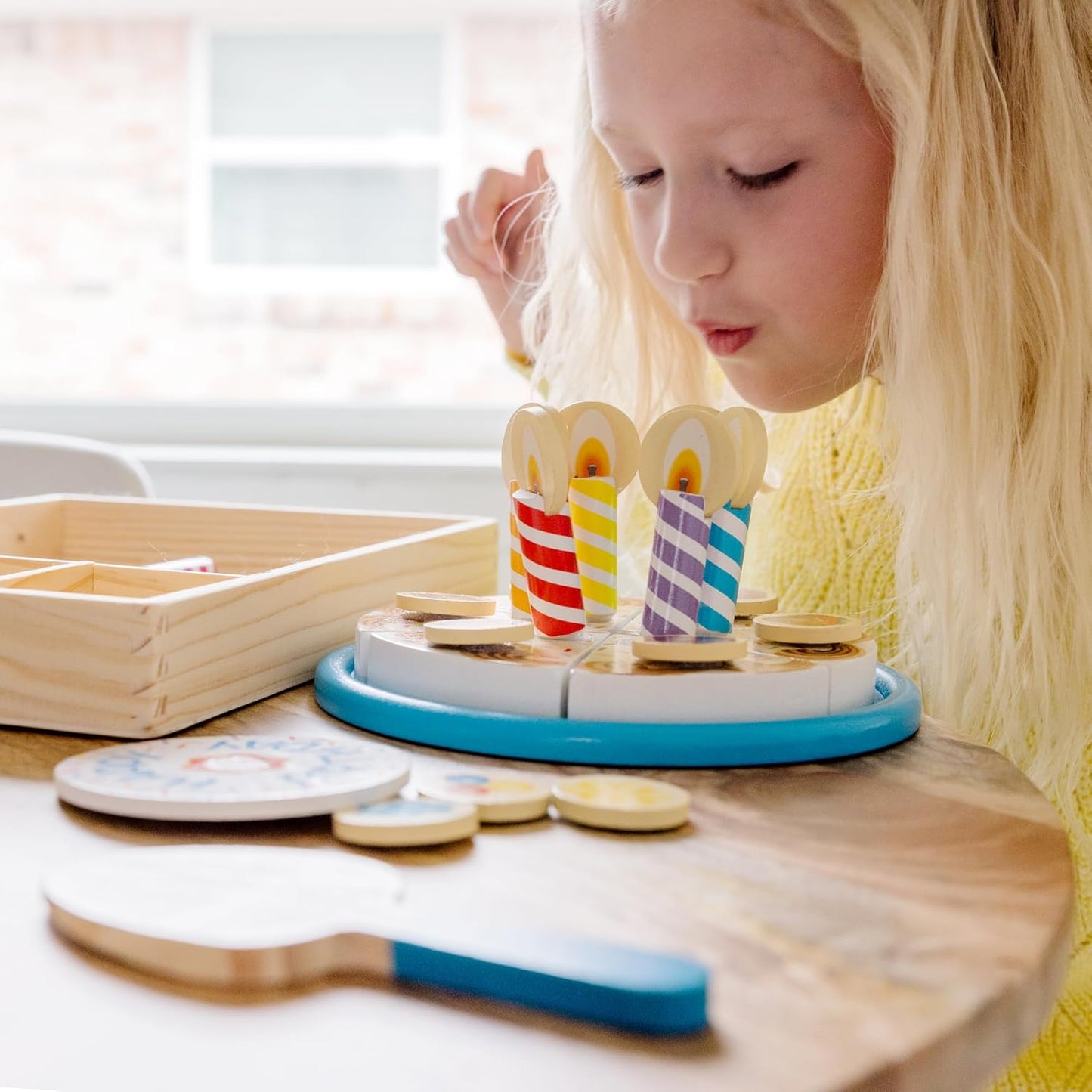 Melissa & Doug 멜리사앤더그 버스데이 파티 케이크 원목 놀이 케이크 믹스 토핑·촛불 8개 (3세 이상)