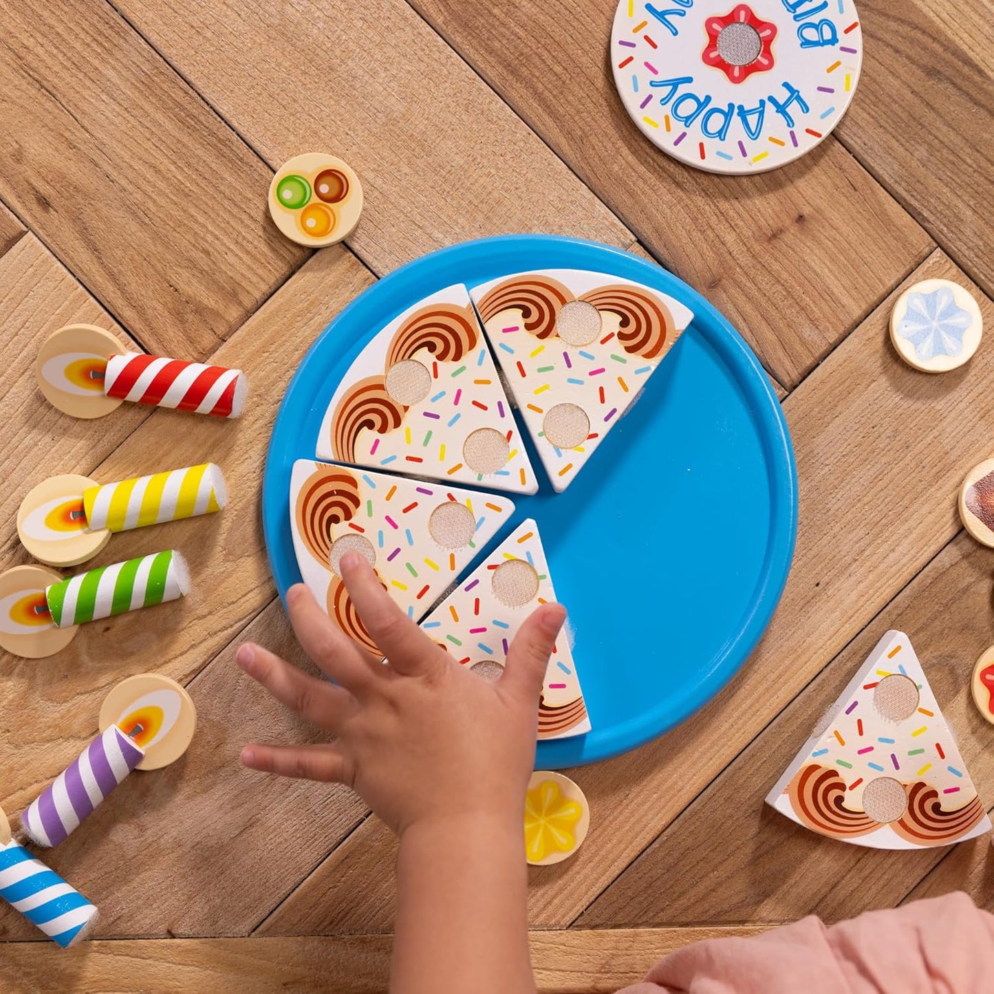 Melissa & Doug 멜리사앤더그 버스데이 파티 케이크 원목 놀이 케이크 믹스 토핑·촛불 8개 (3세 이상)