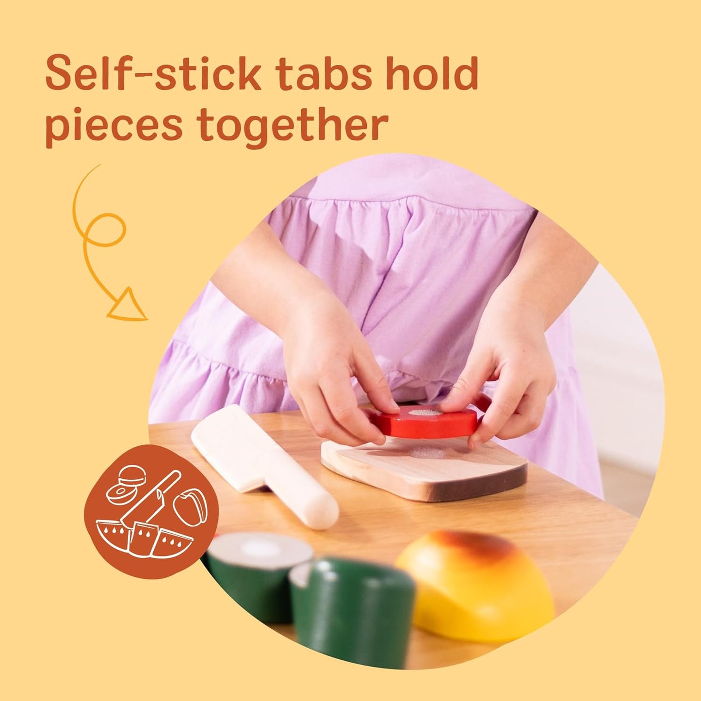 Melissa & Doug 멜리사앤더그 컷팅 푸드 세트 핸드페인트 원목 놀이 음식 25+피스 도마·칼 포함 (3세 이상)