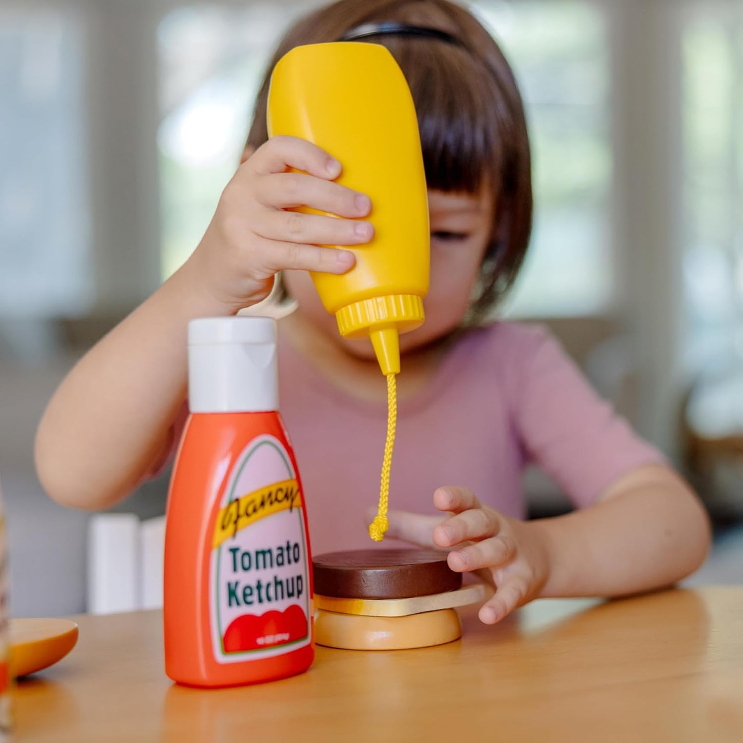 Melissa & Doug 멜리사앤더그 페이버릿 콘디멘트 5피스 원목 놀이 음식 케첩·머스타드·소금·후추·핫소스 (3세 이상)