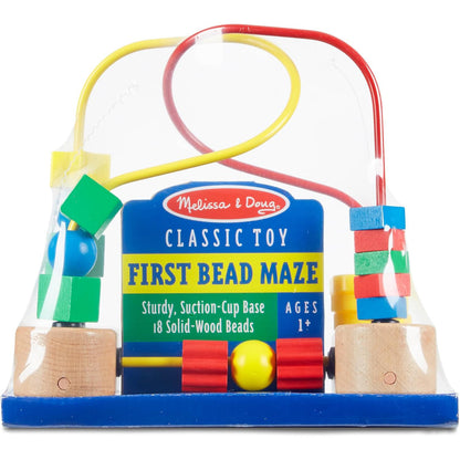 Melissa & Doug 멜리사 앤 더그 퍼스트 비드 메이즈 — 흡착컵 원목 베이비 토이 (6개월 이상)