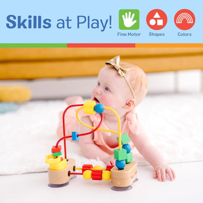 Melissa & Doug 멜리사 앤 더그 퍼스트 비드 메이즈 — 흡착컵 원목 베이비 토이 (6개월 이상)