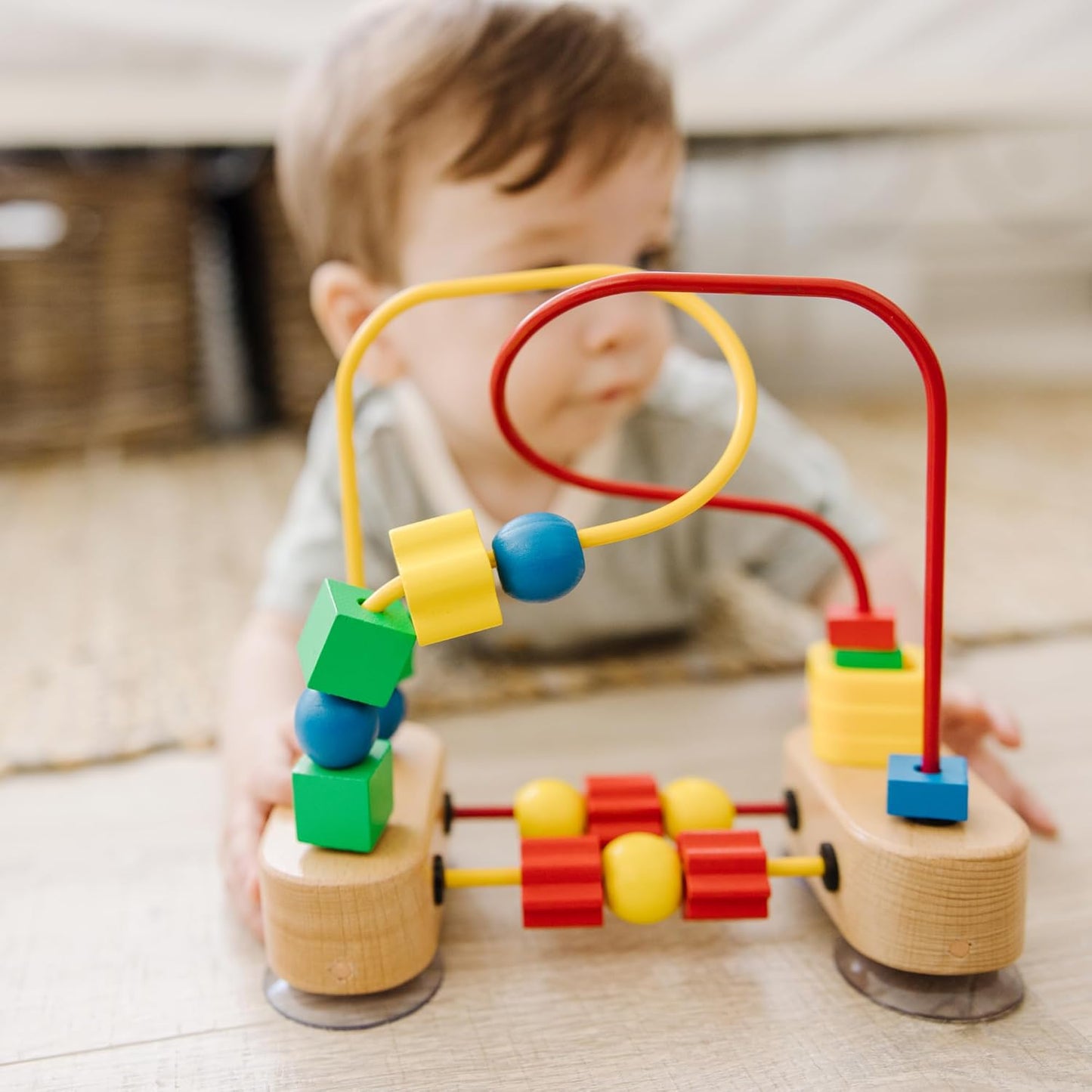 Melissa & Doug 멜리사 앤 더그 퍼스트 비드 메이즈 — 흡착컵 원목 베이비 토이 (6개월 이상)