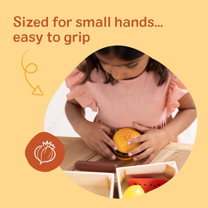 Melissa & Doug Food Groups — 21-Piece Wooden Pretend Play Food Set with 4 Sorting Crates (Ages 3+)