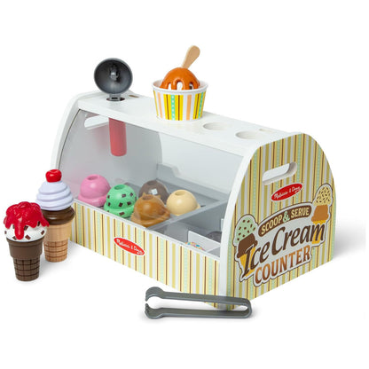 Melissa & Doug 멜리사앤더그 스쿱 앤 서브 아이스크림 카운터 28피스 원목 가상 아이스크림 가게 (3세 이상)
