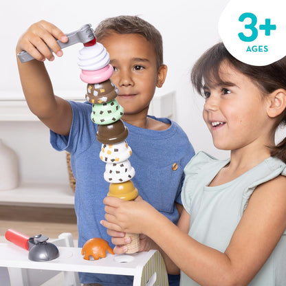Melissa & Doug 멜리사앤더그 스쿱 앤 서브 아이스크림 카운터 28피스 원목 가상 아이스크림 가게 (3세 이상)