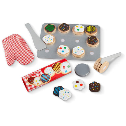 Melissa & Doug Slice & Bake Cookie Set — Wooden Play Cookies with Colorful Toppings & Cookie Sheet (Ages 3+)