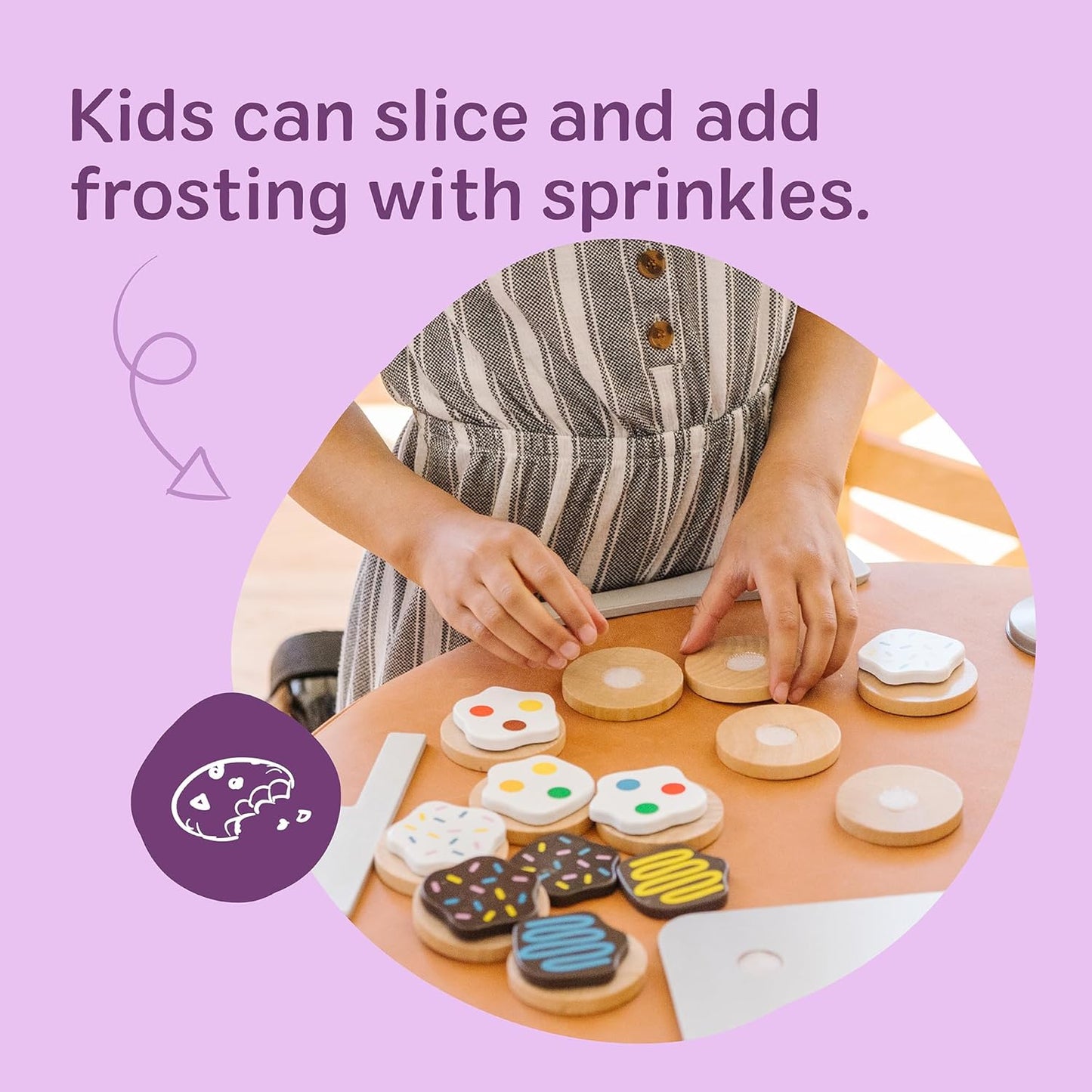 Melissa & Doug Slice & Bake Cookie Set — Wooden Play Cookies with Colorful Toppings & Cookie Sheet (Ages 3+)