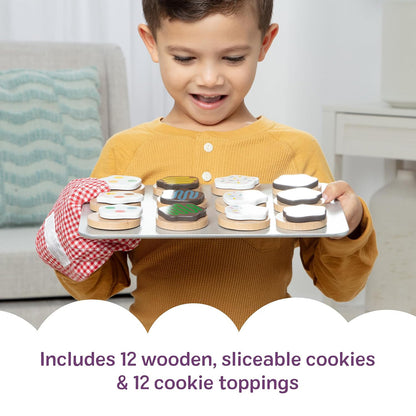 Melissa & Doug Slice & Bake Cookie Set — Wooden Play Cookies with Colorful Toppings & Cookie Sheet (Ages 3+)